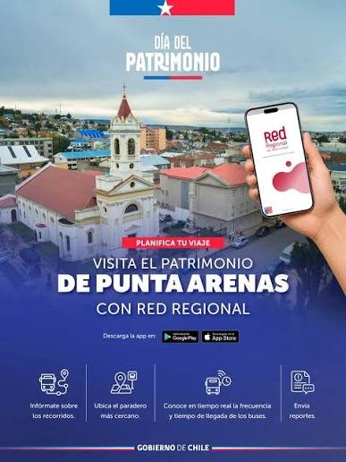 Afiche del Día del Patrimonio: visita el patrimonio de Punta Arenas con Red Regional
